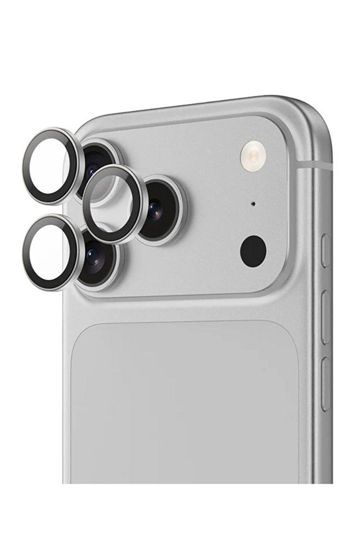 iPhone 17 Pro / 17 Pro Max Kamera Lens Koruyucu ''Safir Cam & Kolay Kurulum'' (Gümüş)