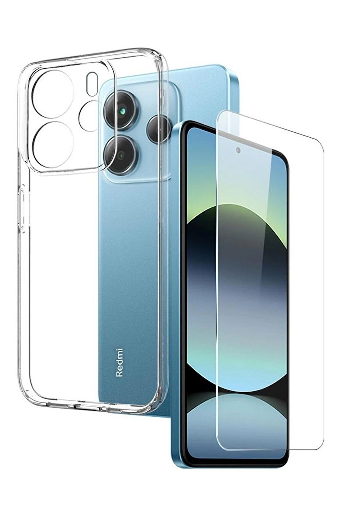 Xiaomi Redmi Note 14 4G Şeffaf Kılıf + Cam Ekran Koruyucu Seti