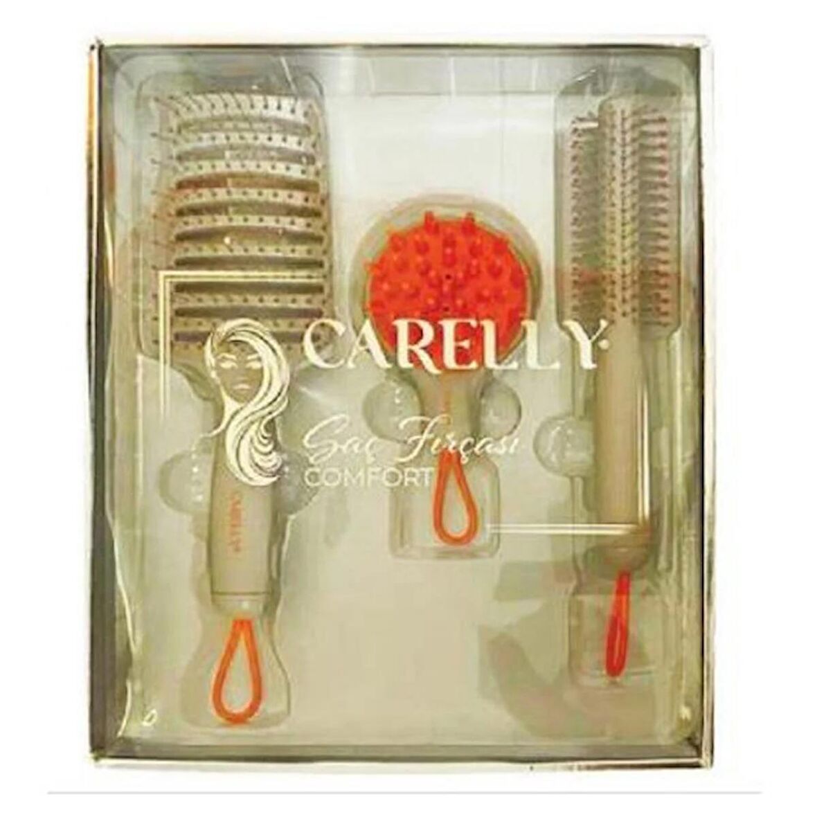 CARELLY COMFORT 3PCS SET SAÇ FIRÇASI & TARAK & MASAJ TARAĞI