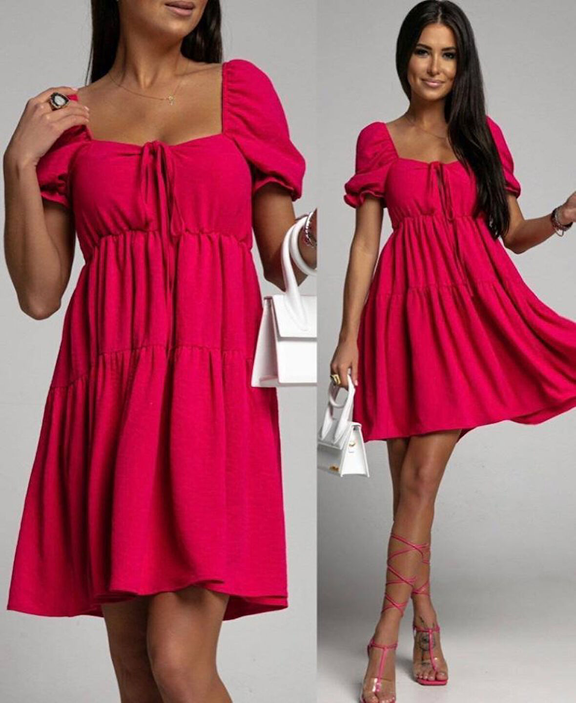 Kadın Aerobin Kumaş Büzgü Detaylı Fırsat ürün Mini Elbise