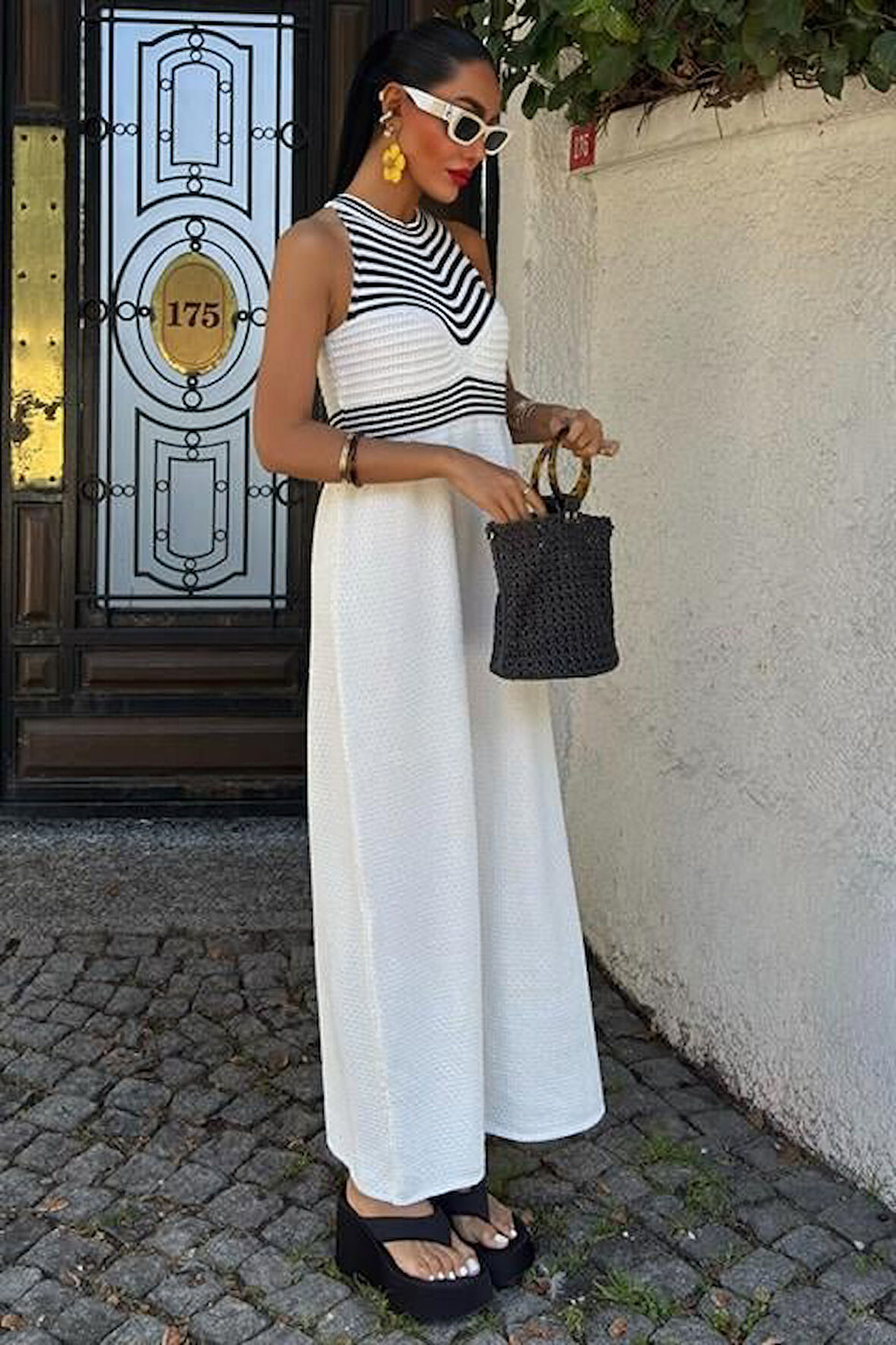Roba Çizgili Uzun Triko Elbise 2858