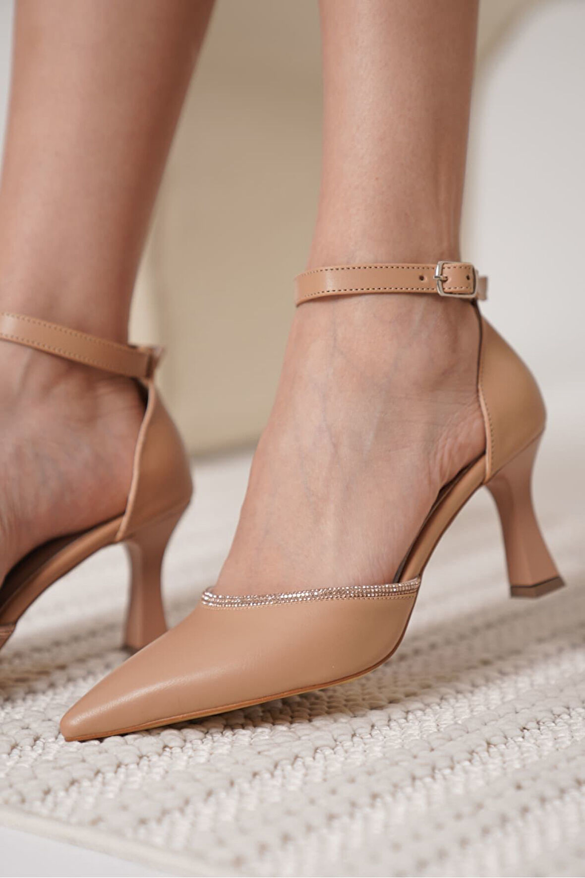 Darla Taşlı Kadın Nude Topuklu Ayakkabı