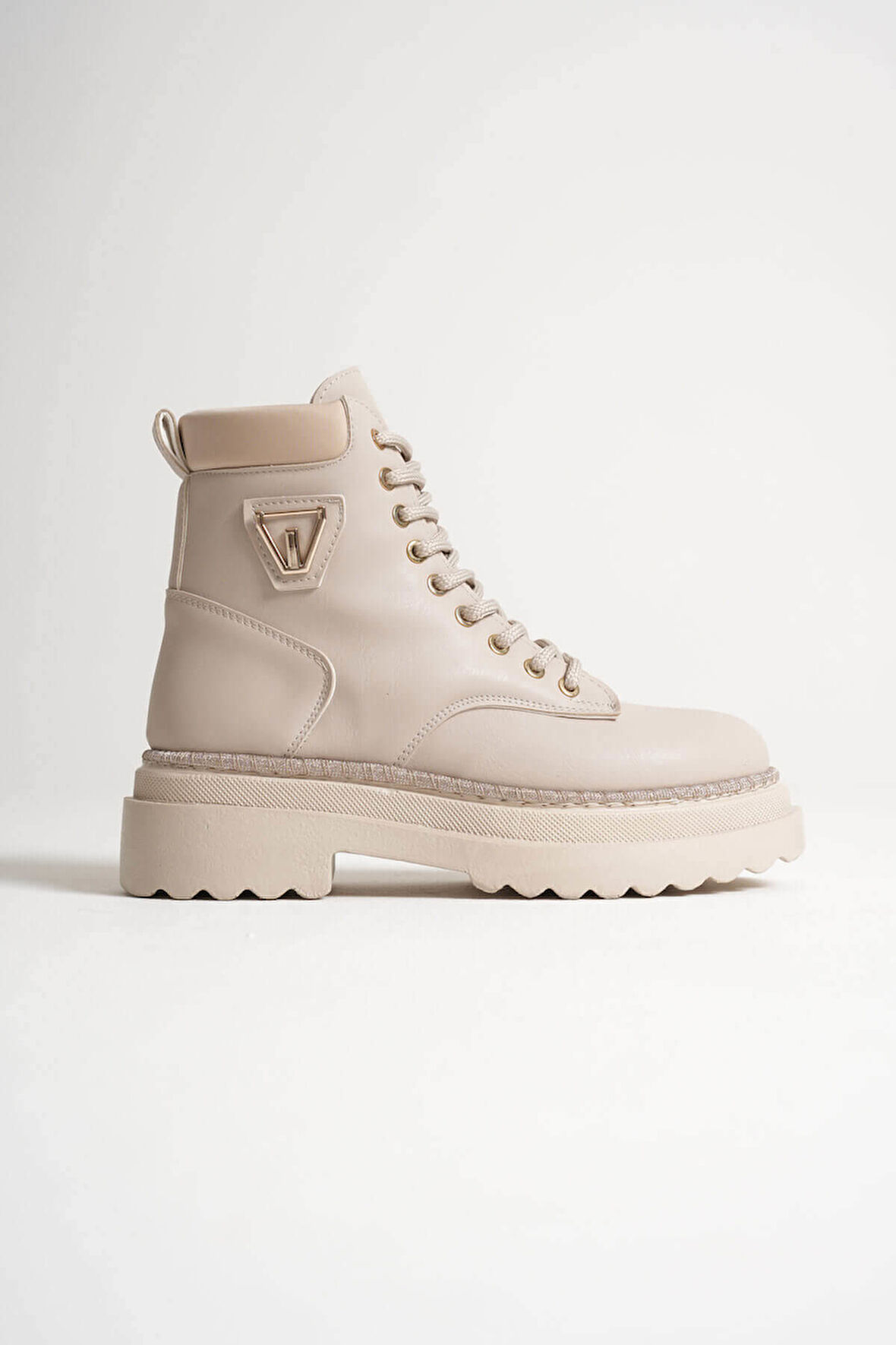 Fiora Özel Tasarım Kadın Kışlık Kalın Tabanlı Bej Bot