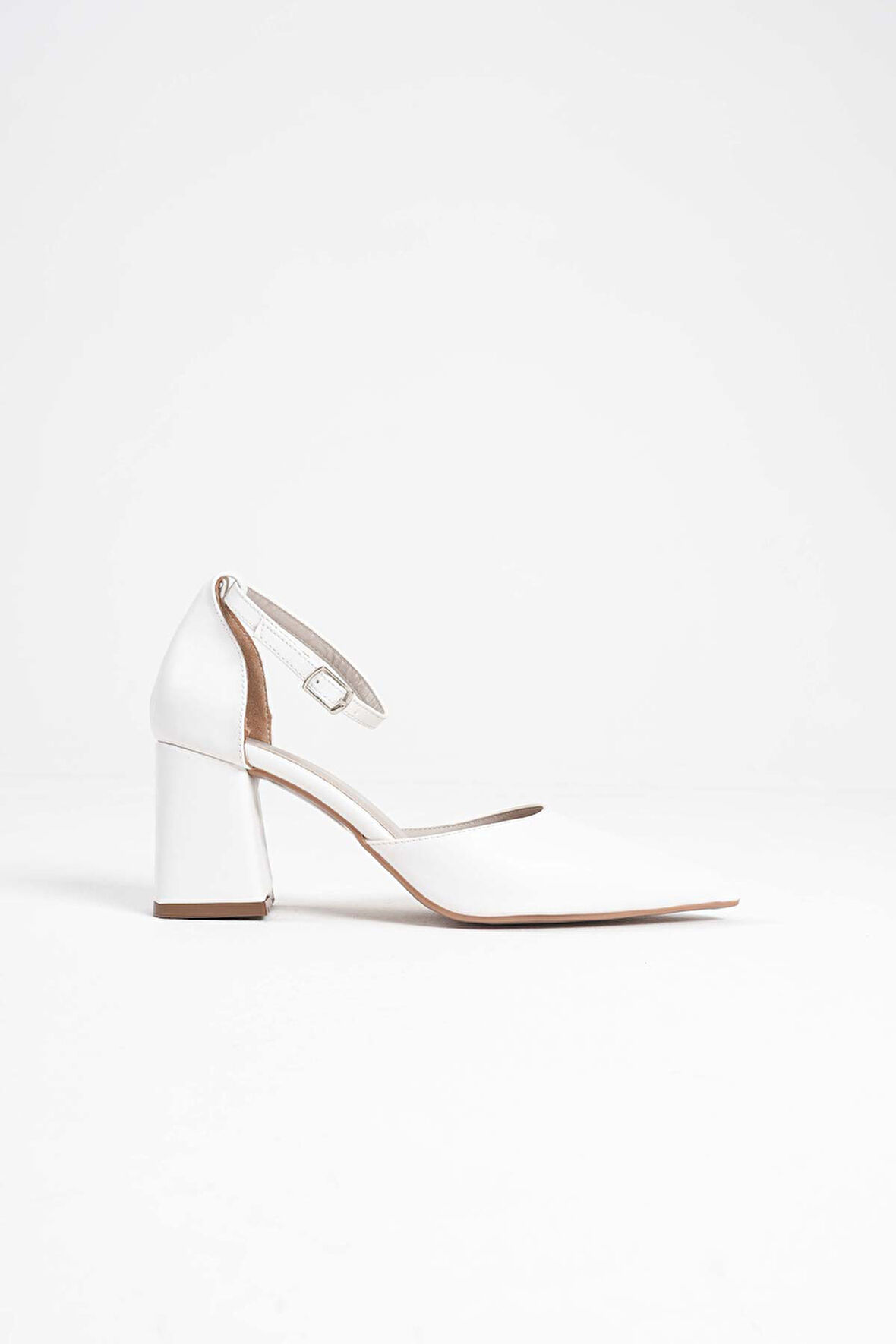 Doren Beyaz Cilt Kadın Topuklu Ayakkabı