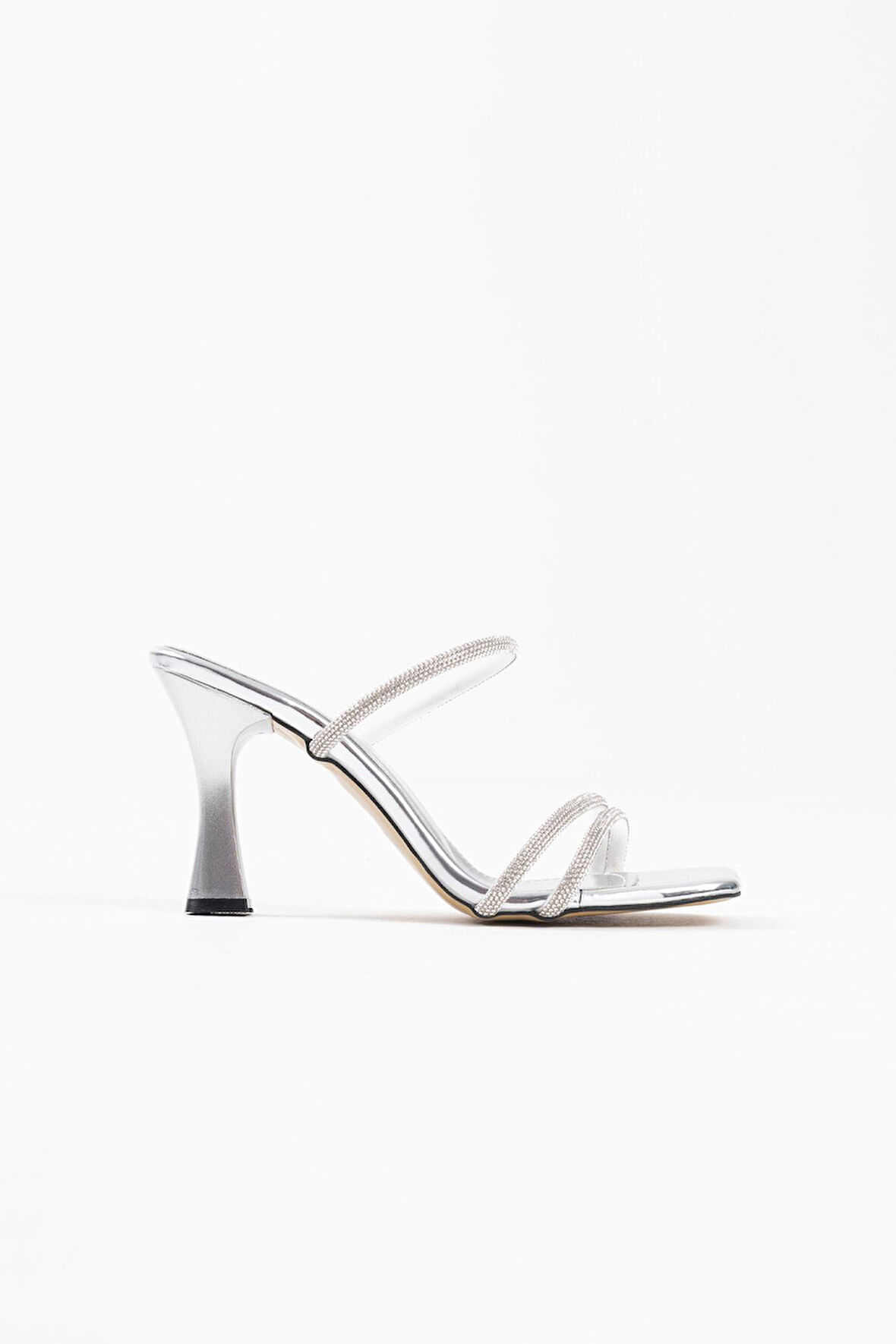 Alvina Gümüş Ayna Taşlı Kadın Topuklu Terlik