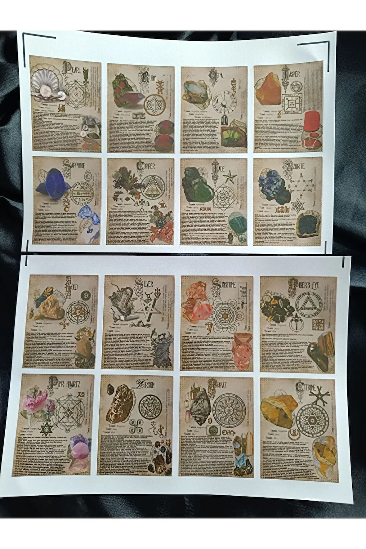Doğal Taşlar Vintage Etiket Seti, Bullet Journal, Planlayıcı Stickers