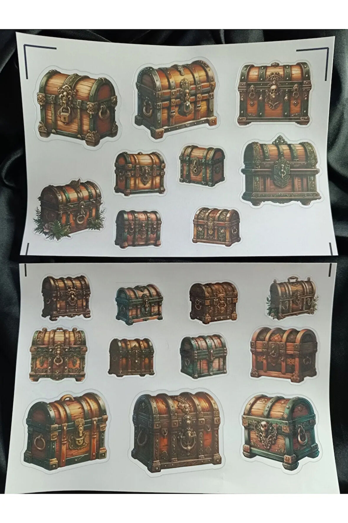 Vintage Rustik Ahşap Hazine Sandıkları Etiket Seti, Bullet Journal, Planlayıcı Stickers