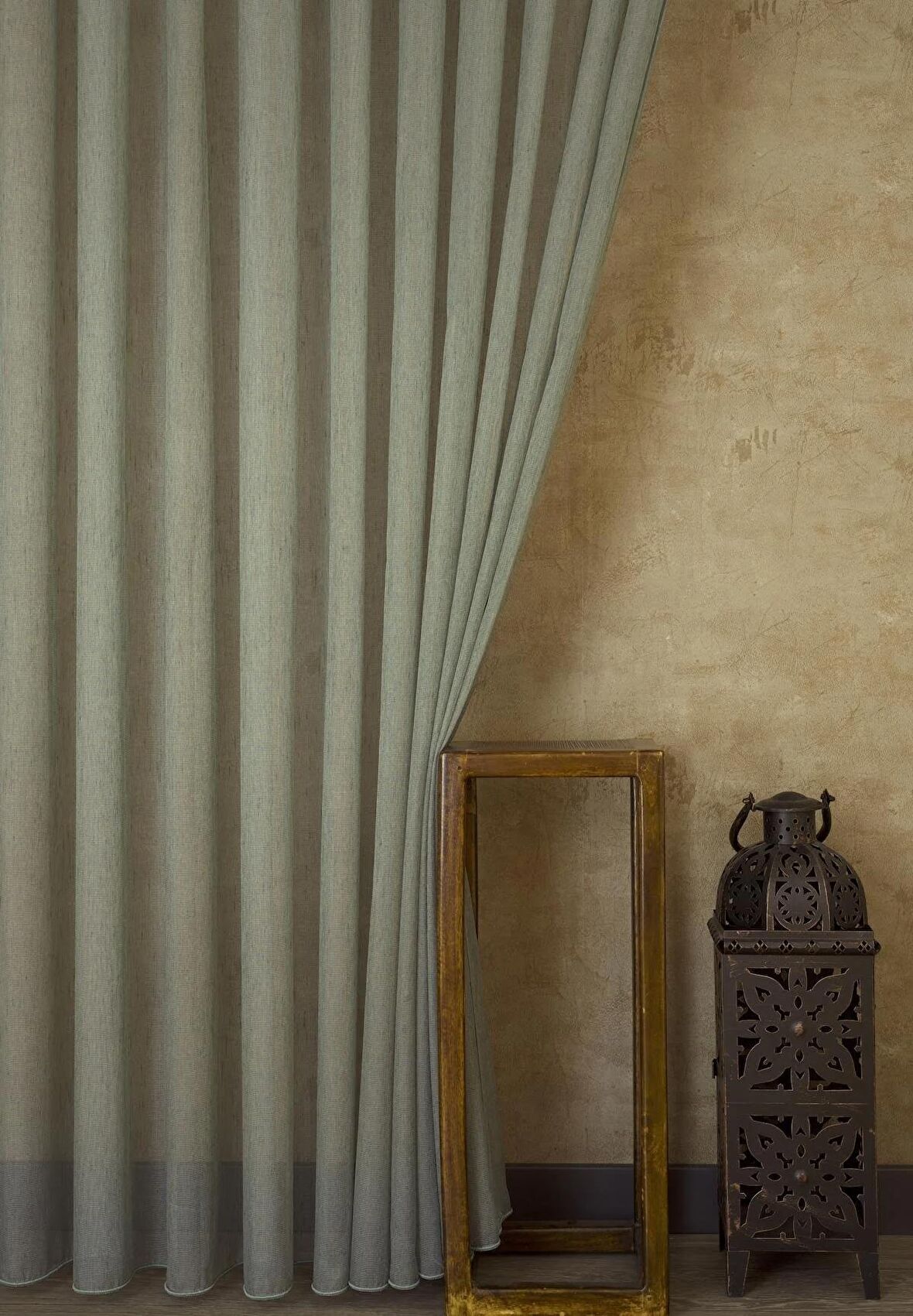 Massarelli Etamin Şantuklu Tül Yeşil  Pilesiz 