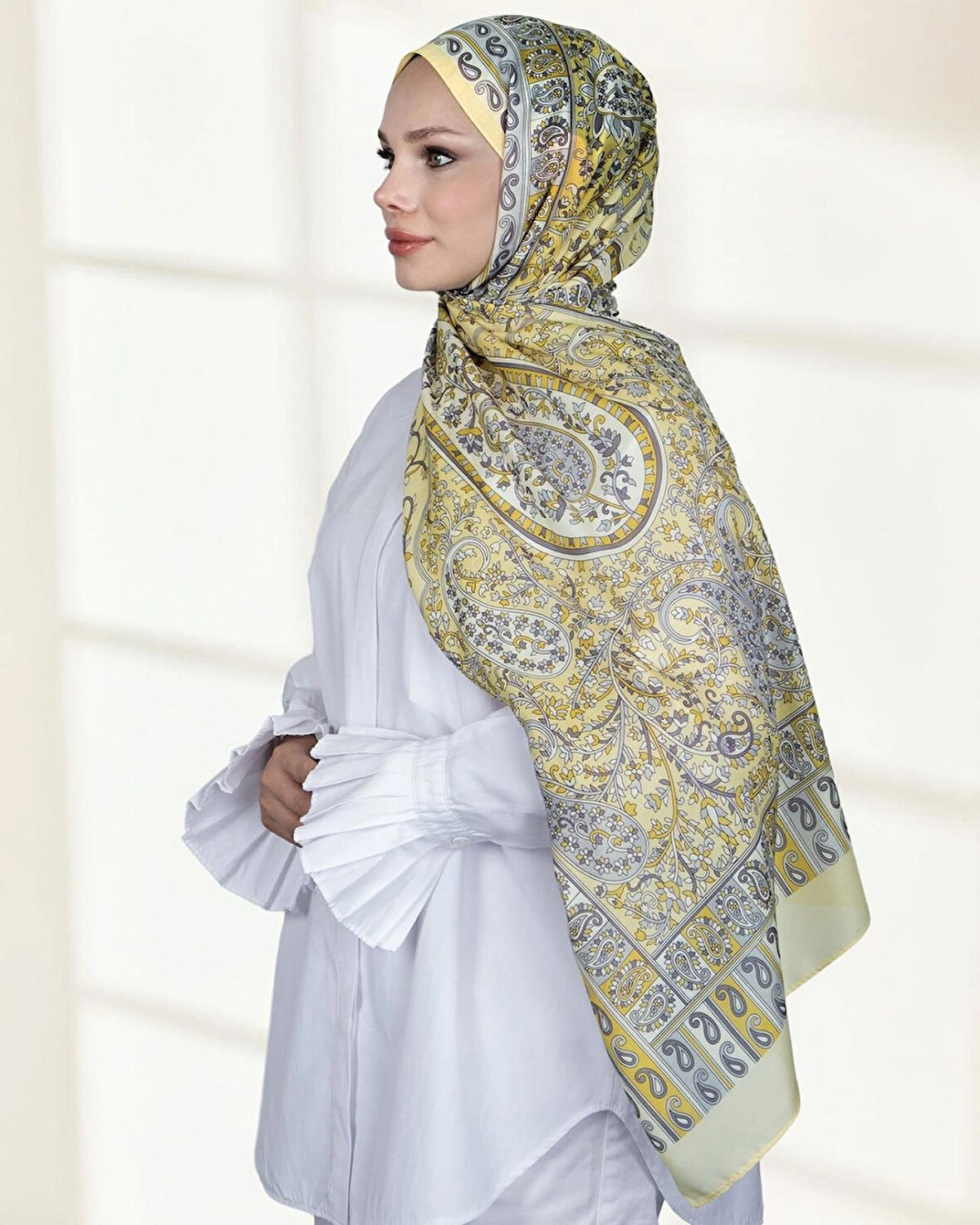 SİLKTOUCH SOFT ŞAL DESEN SARI