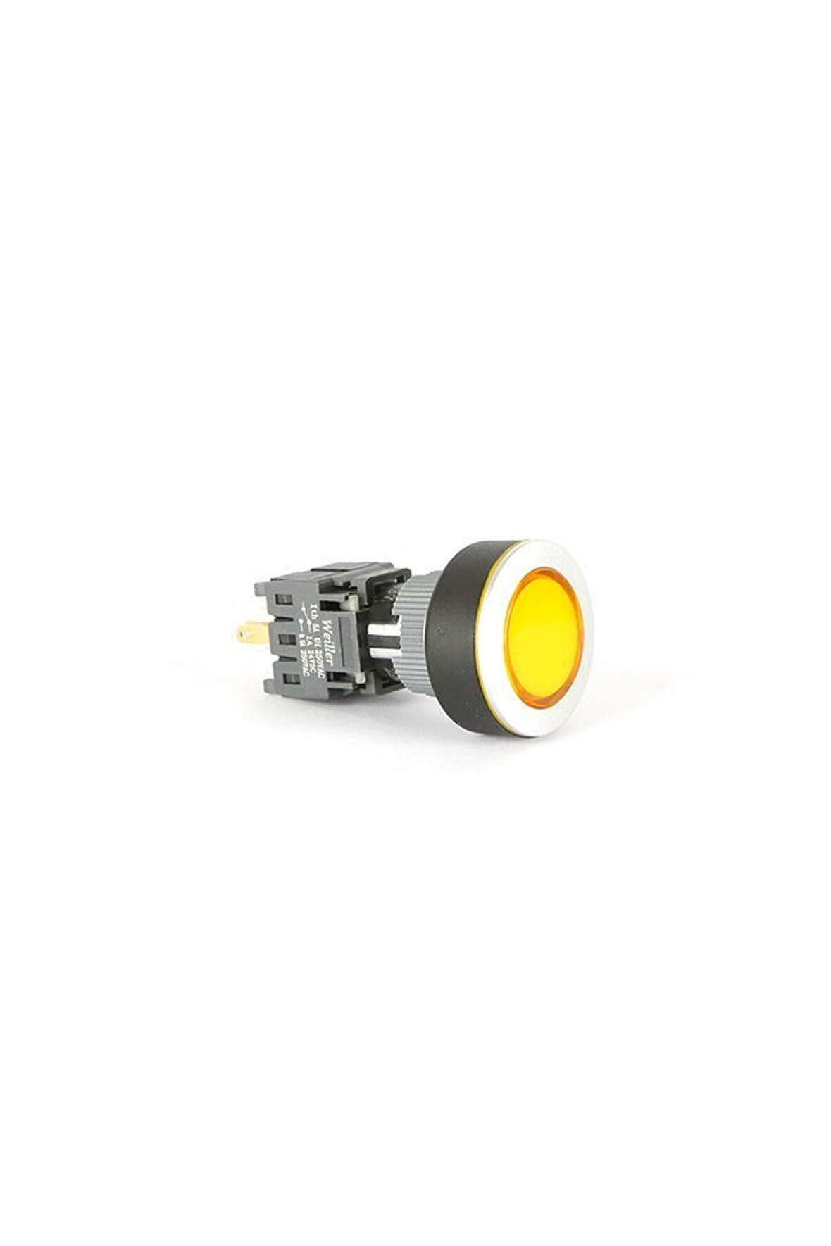 Ø16 mm - Ø22 mm Sarı Yuvarlak Ledli Yaylı Buton 24vac/dc 1no+1nc Uyumlu