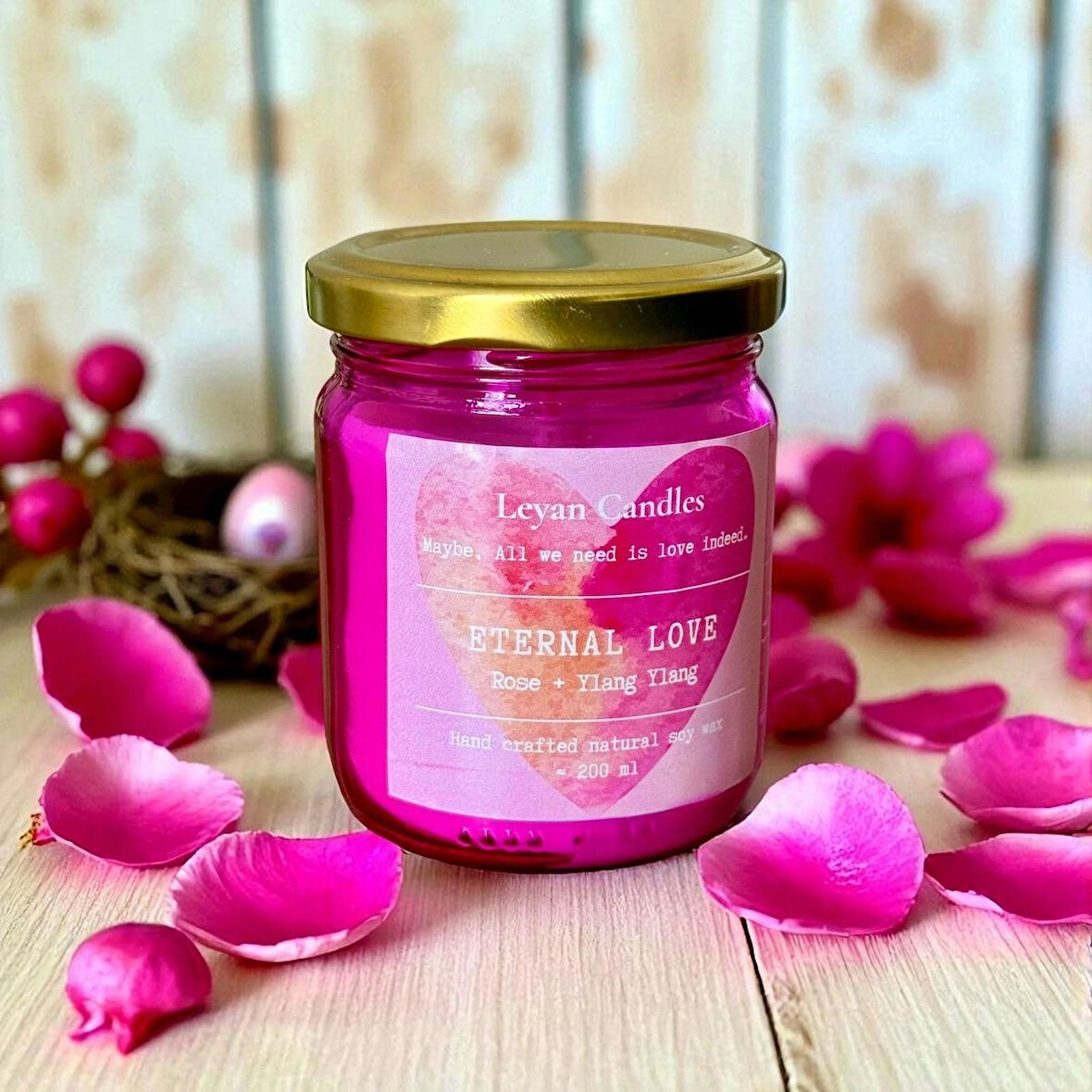 ETERNAL LOVE ROSE -YLANG YLANG DOĞAL SOYA MUMU PINK KAVANOZ 