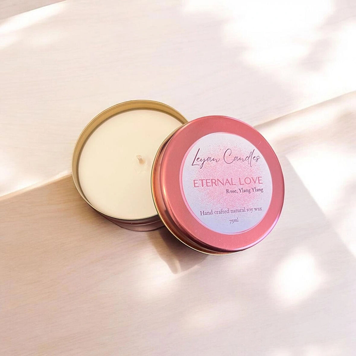 Eternal Love - Gül ve Ylang Ylang Aromalı El Yapımı Doğal Soya Mumu 75ML