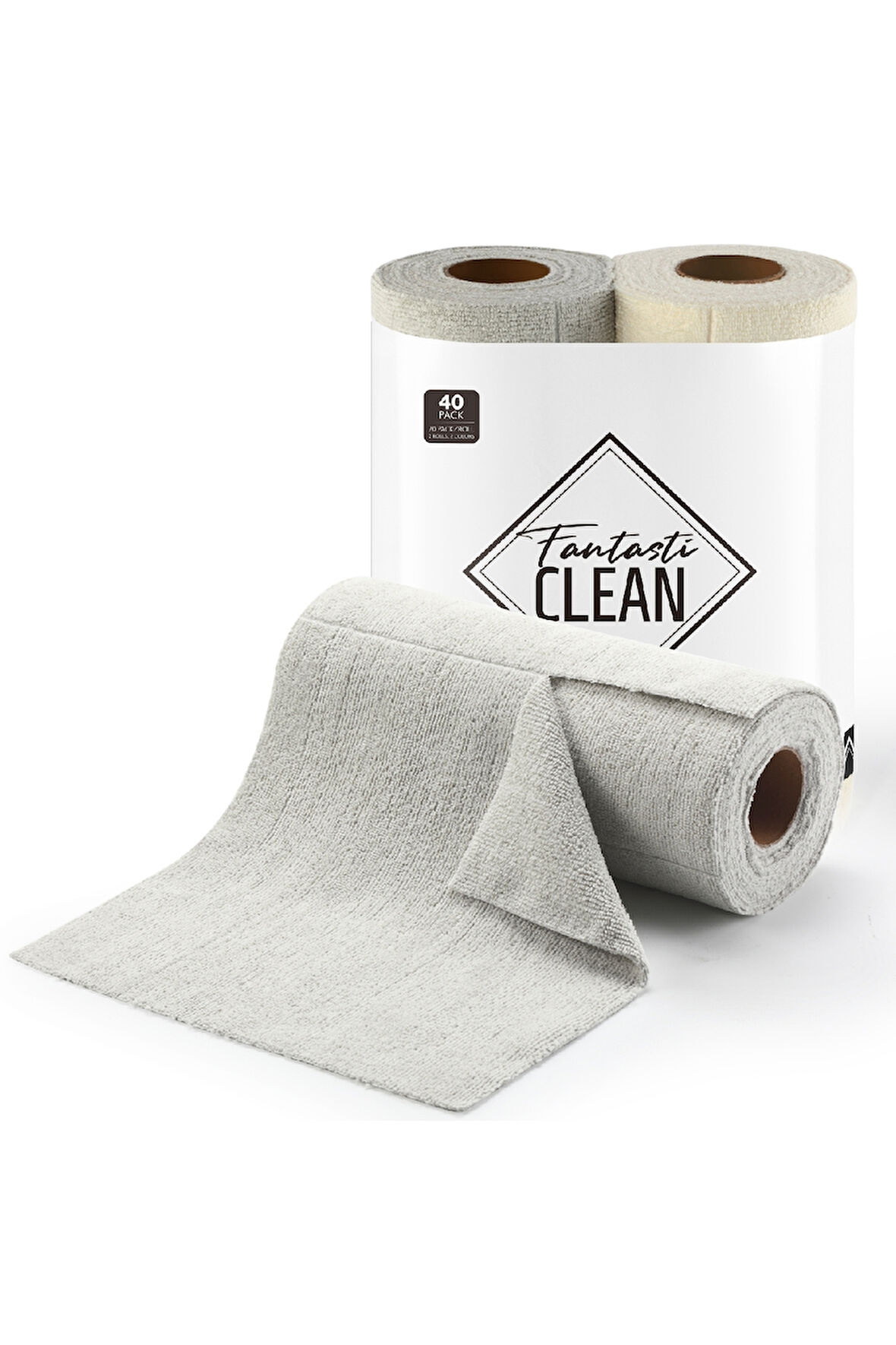 Çok Amaçlı Rulo Mikrofiber Temizlik Bezi 30x30 40 Yapraklı Bej - Açık Gri(2x20’li Paket)