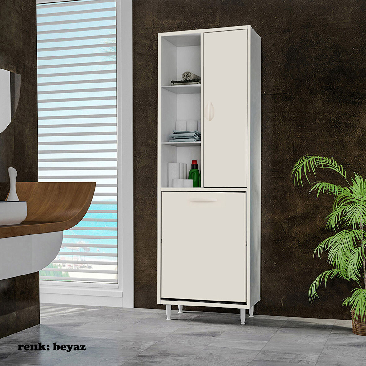 Modilayn Sepetli Mutfak Dolabı Kirli Çamaşır Dolabı Sepetli Banyo Dolabı Oyuncak Dolabı