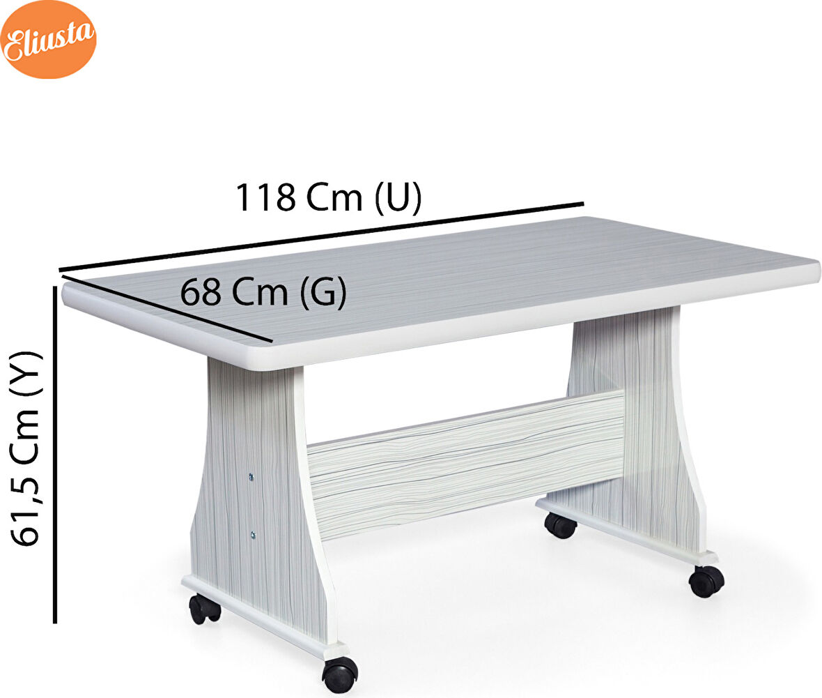 Eliusta Tekerlekli Mdf Çalışma Masası