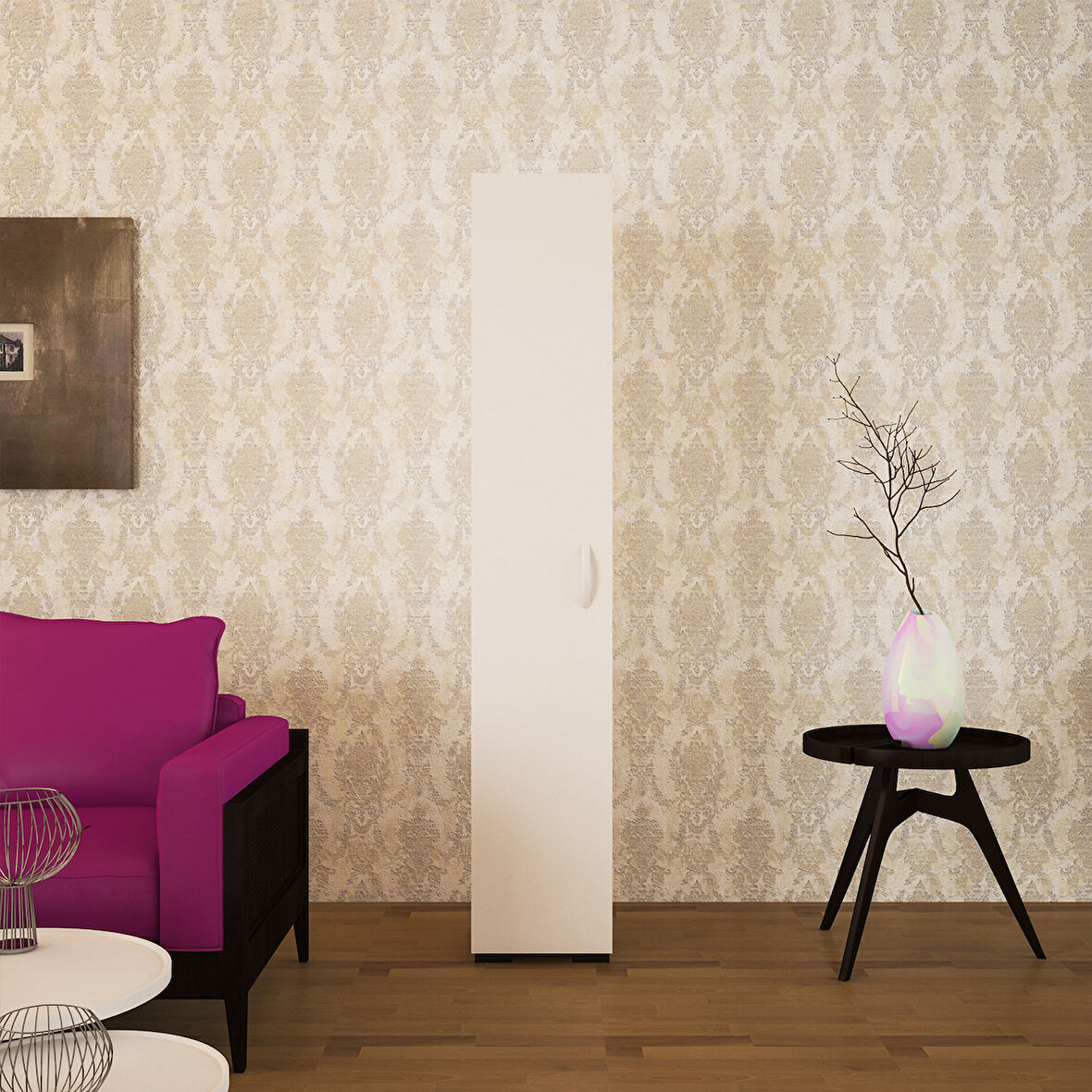Modilayn Tek Kapak 5 Raflı Dolap Banyo Dolabı