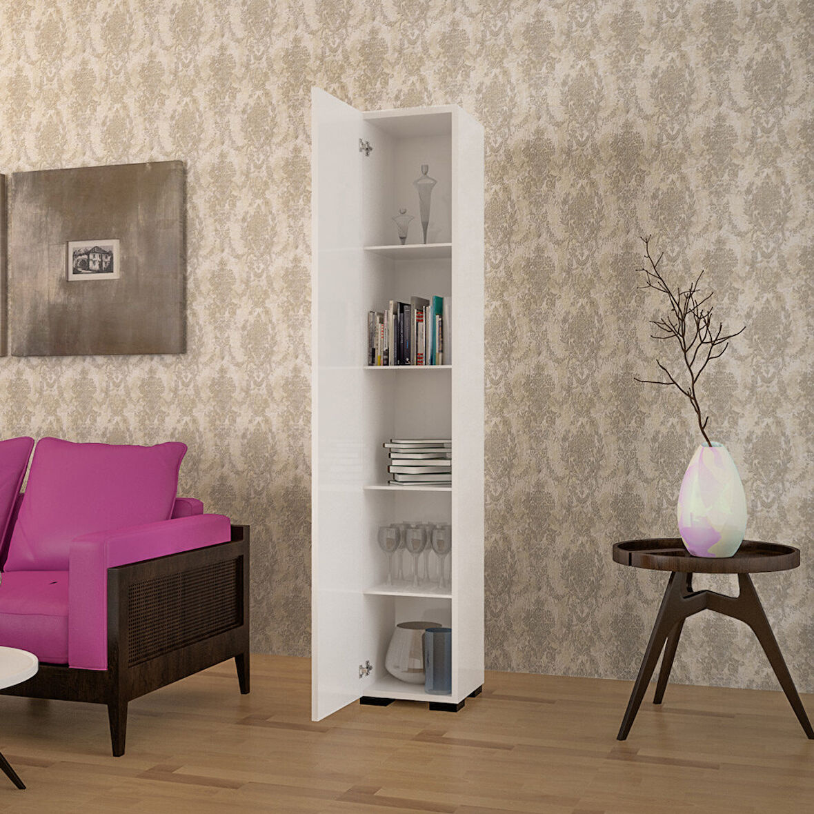 Modilayn  Banyo Dolabı Mutfak Dolabı Cok Amaclı Banyo Dolabı 5 Raflı Ofis Dolabı Kitaplık Dolap