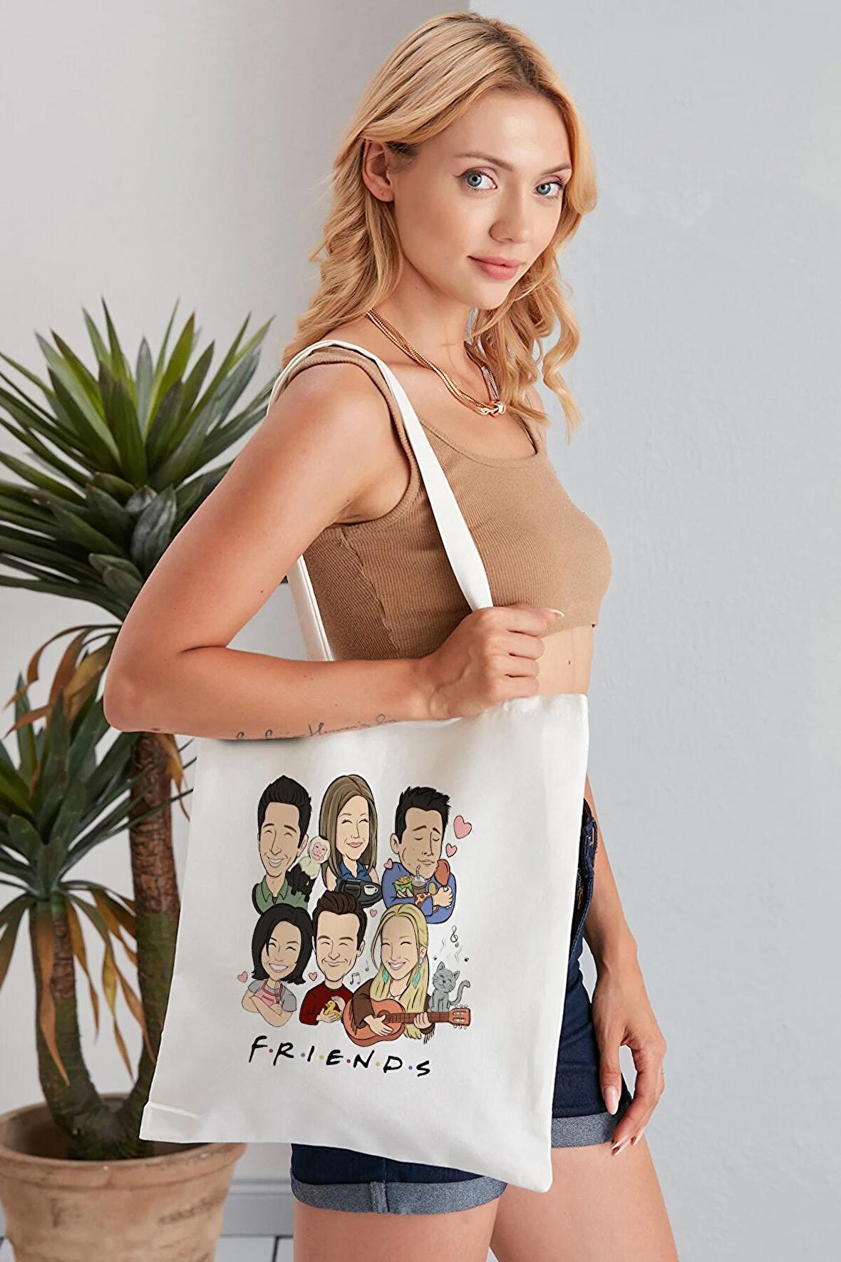 Friends Model Baskılı Günlük Kullanım Özel Baskı Bez Omuz Çantası Hediyelik Tote Bag