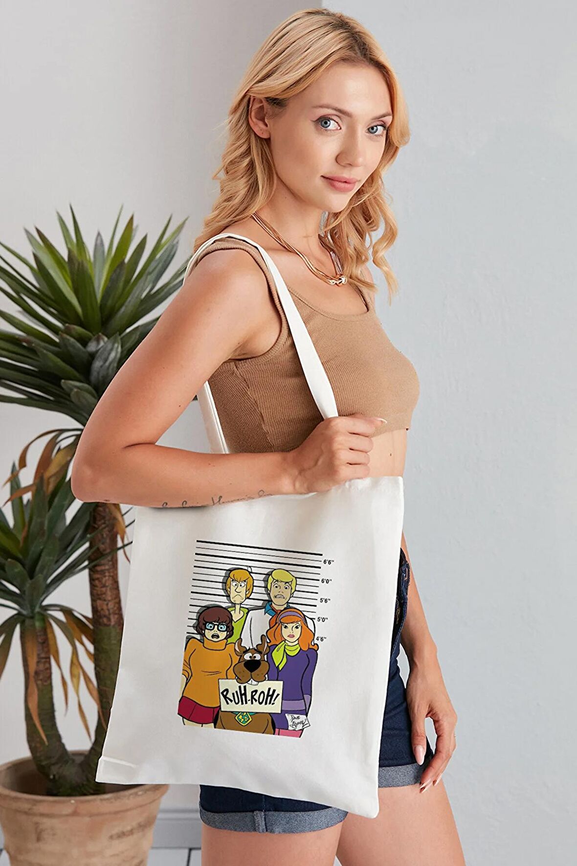 Scooby Doo Model Baskılı Günlük Kullanım Özel Baskı Bez Omuz Çantası Hediyelik Tote Bag