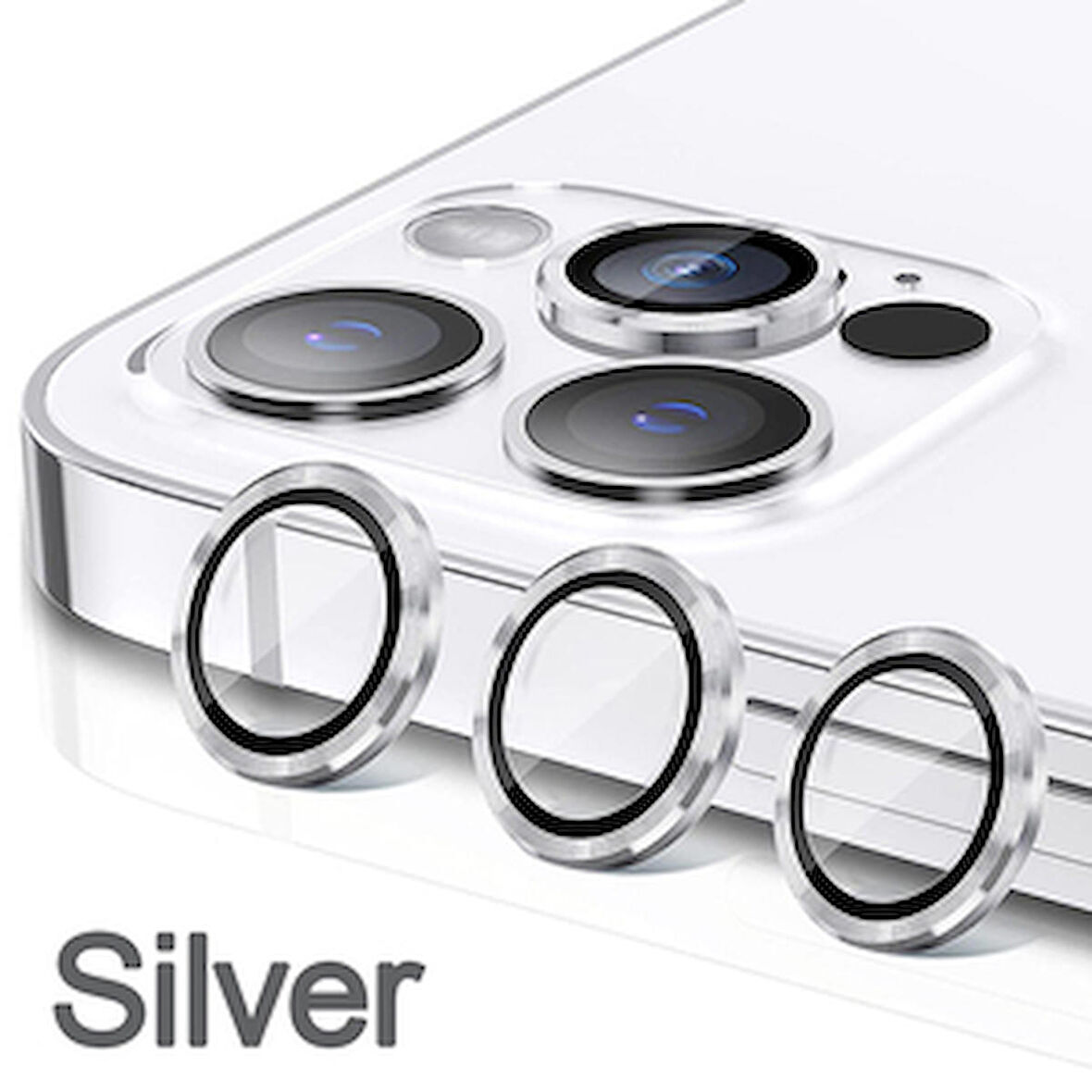 SKV MOBILE Iphone  13 Pro / 13 Pro Max  Silver Gümüş  Kamera Koruyucu Lens Koruyucu