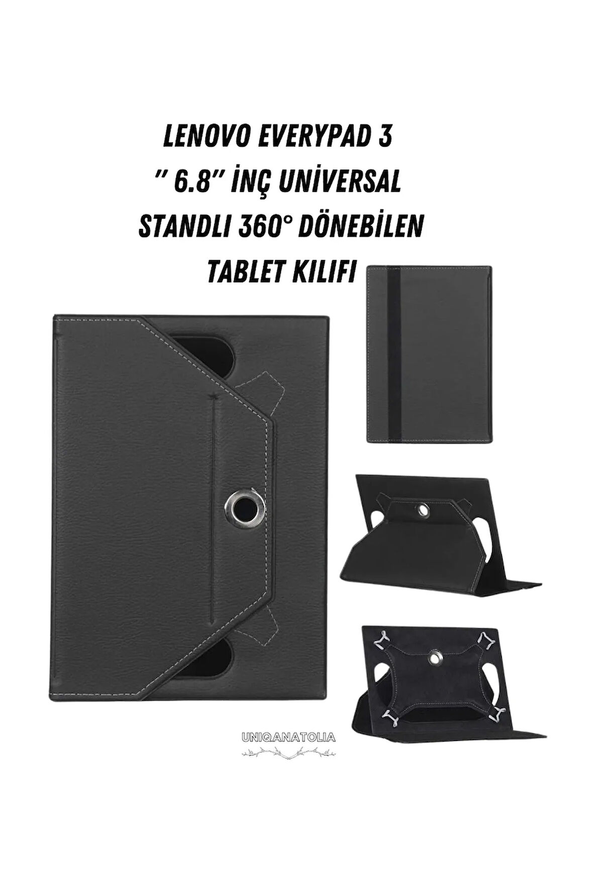 LENOVO EVERYPAD 3 6.8" Universal Standlı 360° Dönebilen Tablet Kılıfı