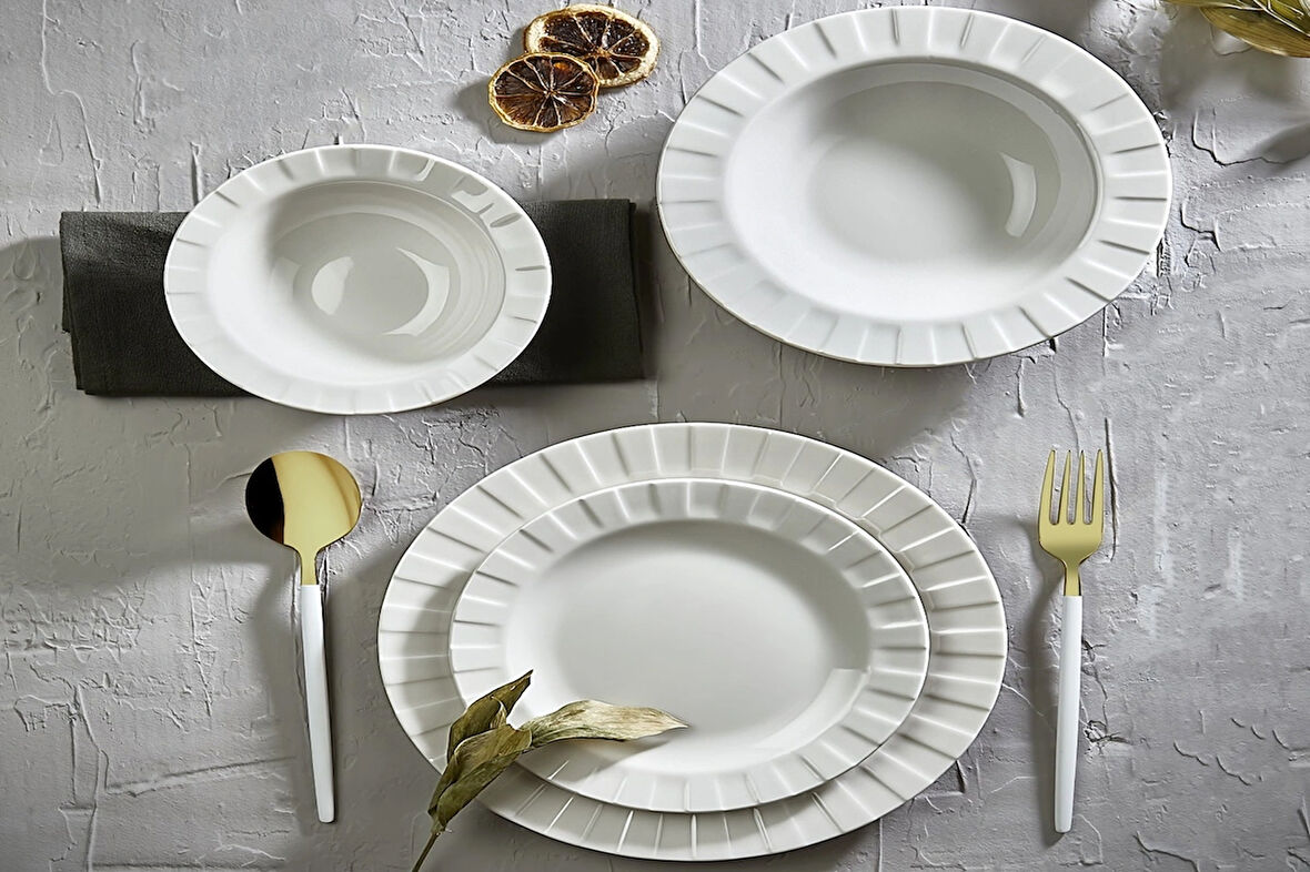 EVCİ02 ELEGANS 24 Parça Porselen Yemek Takımı 