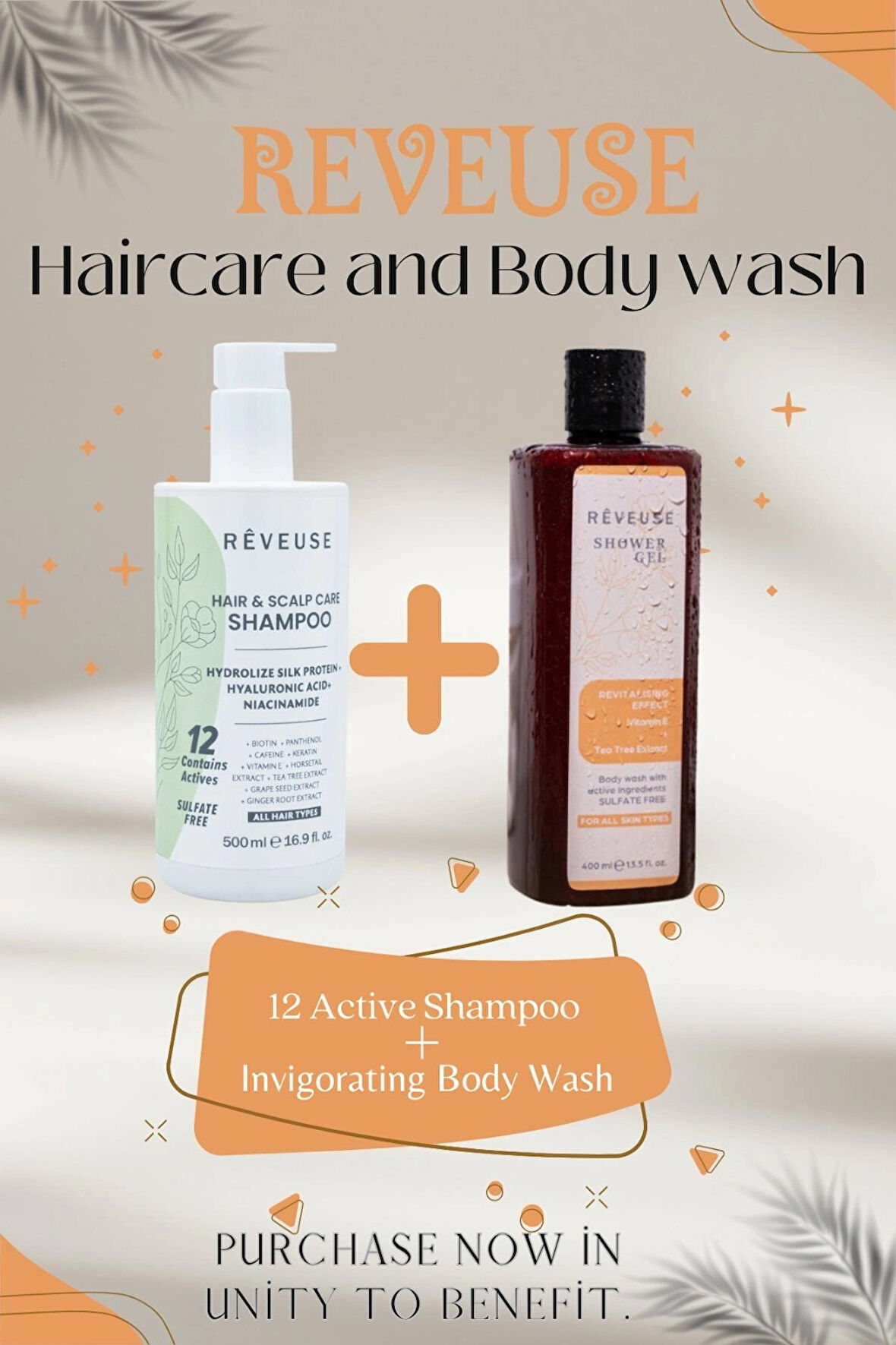 Collagen Keratin Shampoo Against Hair Loss & Revitalizing Tea Tree Extract Shower Gel Revitalizing