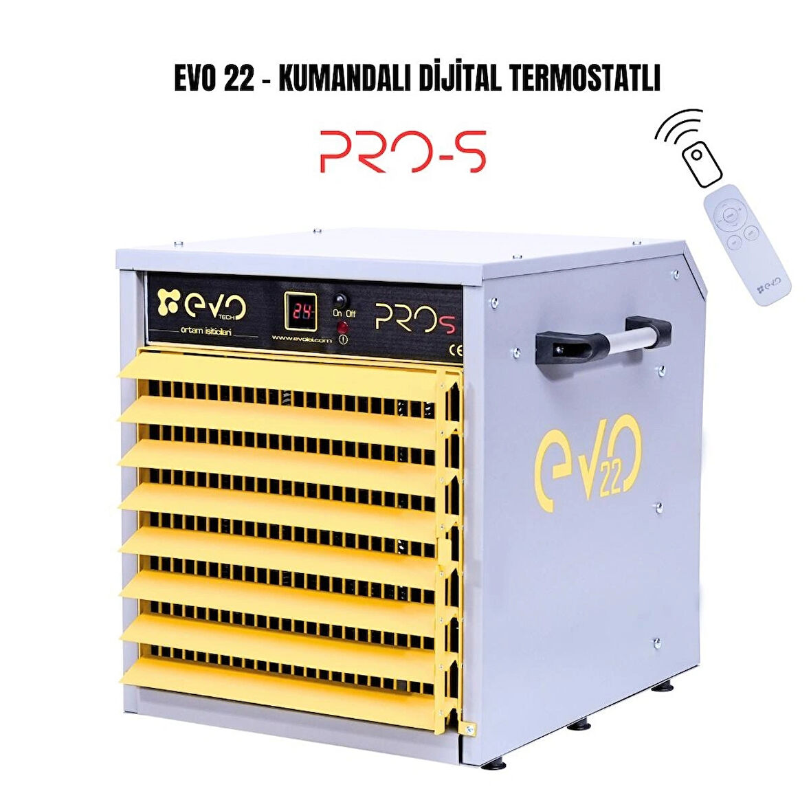 Evo22 PROs - 22 kw Kumandalı ve Dijital Endüstriyel Elektrikli Fanlı Isıtıcı 380V-50hz