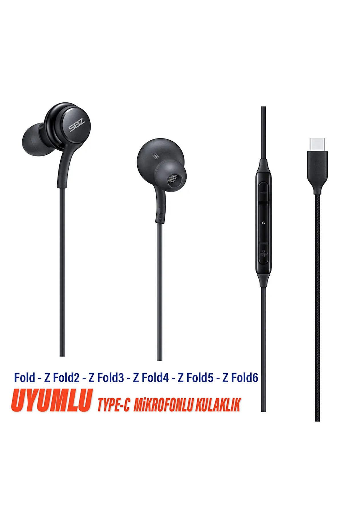 Samsung Fold - Z Fold2 - Z Fold3 - Z Fold4 - Z Fold5 - Z Fold6 Uyumlu Type-C Mikrofonlu Kulaklık