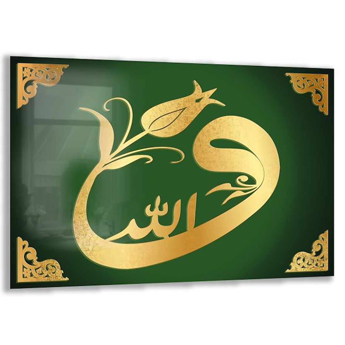 Dini Cam Tablo - Dikey Hat Sanatı - Dini Motif 03-036