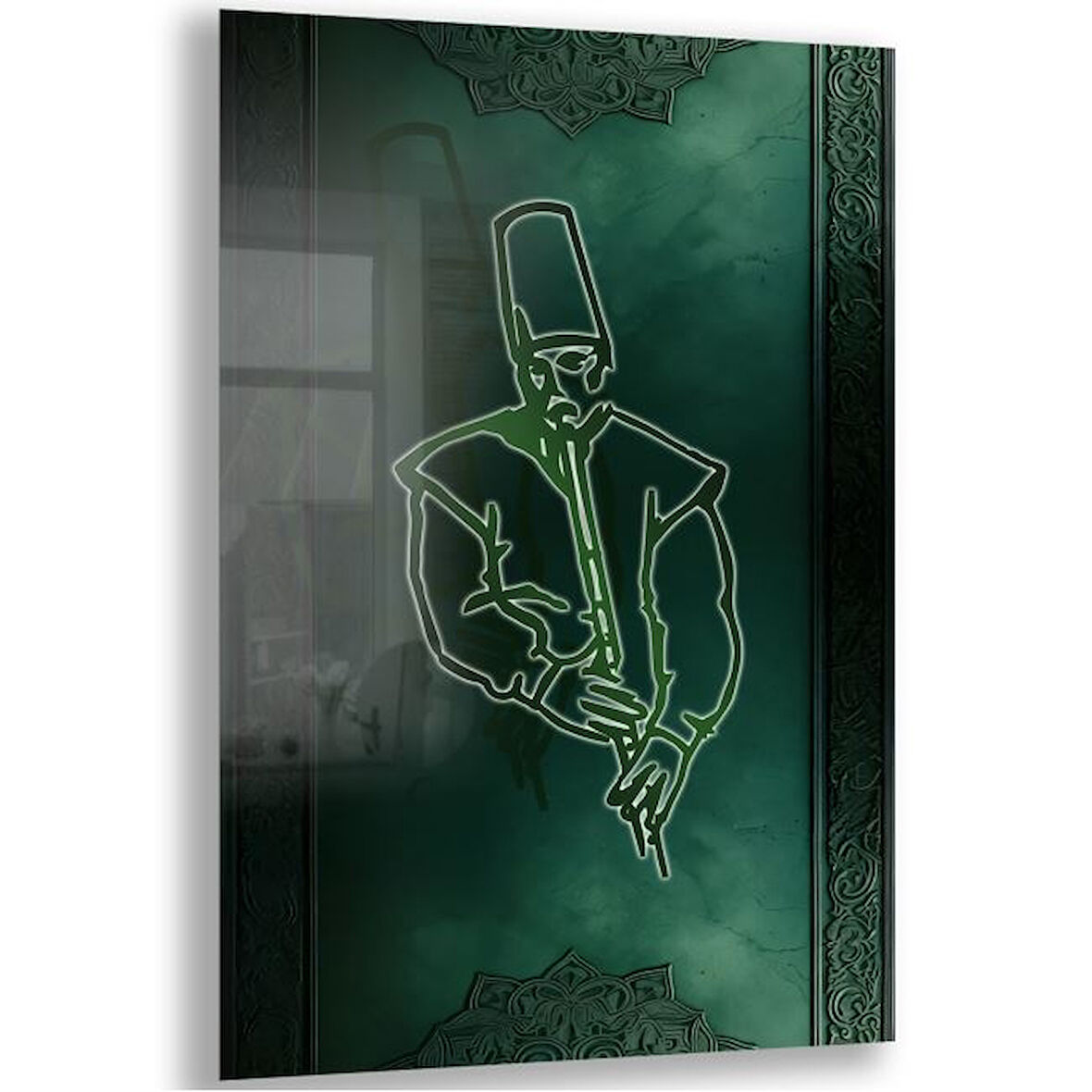 Dini Cam Tablo - Dikey Hat Sanatı - Dini Motif 08-036