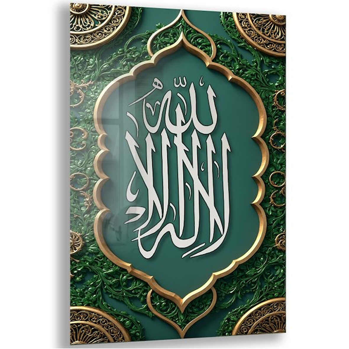 Dini Cam Tablo - Dikey Hat Sanatı - Dini Motif 12-023