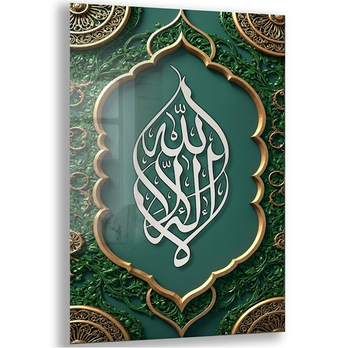 Dini Cam Tablo - Dikey Hat Sanatı - Dini Motif 12-030