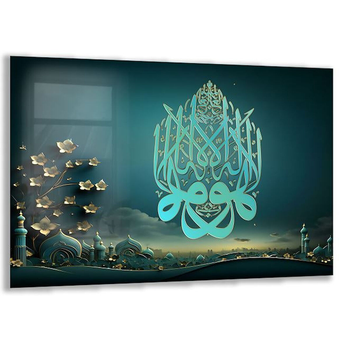 Dini Cam Tablo - Yatay Hat Sanatı - Dini Motif 01-006