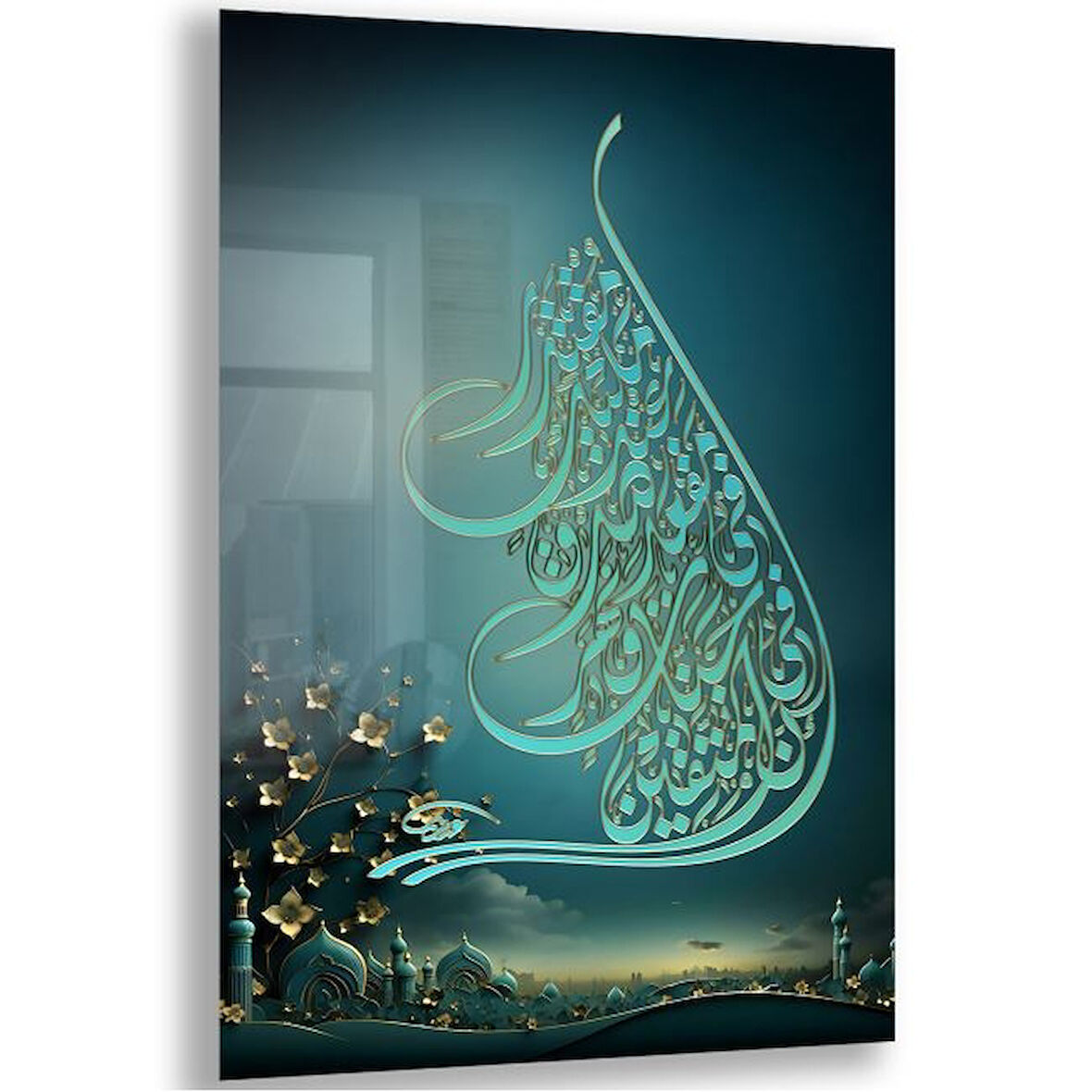 Dini Cam Tablo - Yatay Hat Sanatı - Dini Motif 02-023