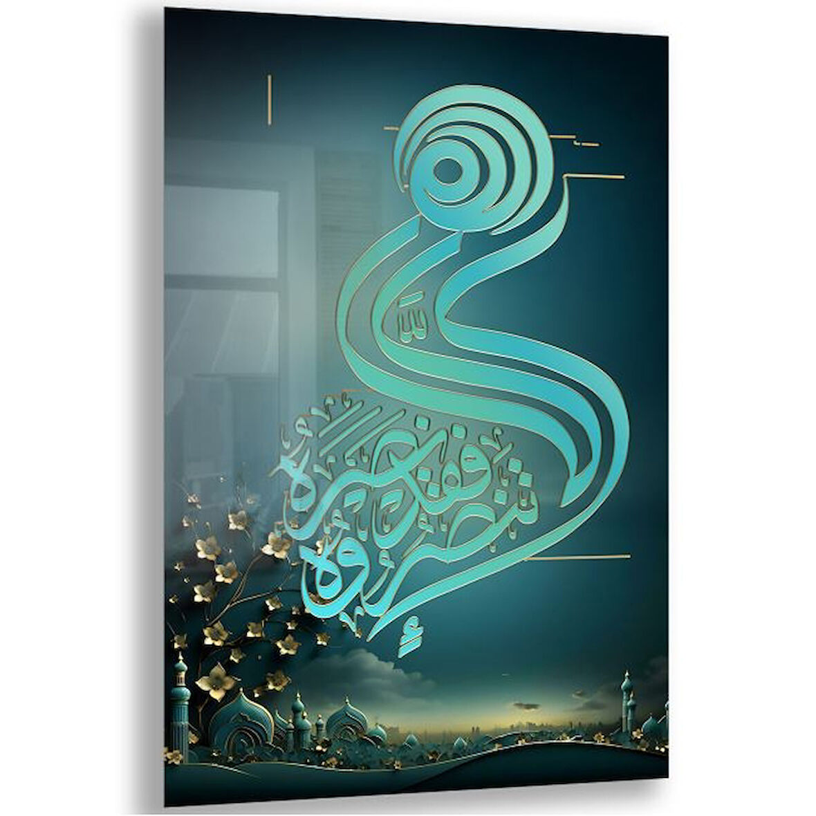 Dini Cam Tablo - Yatay Hat Sanatı - Dini Motif 03-001