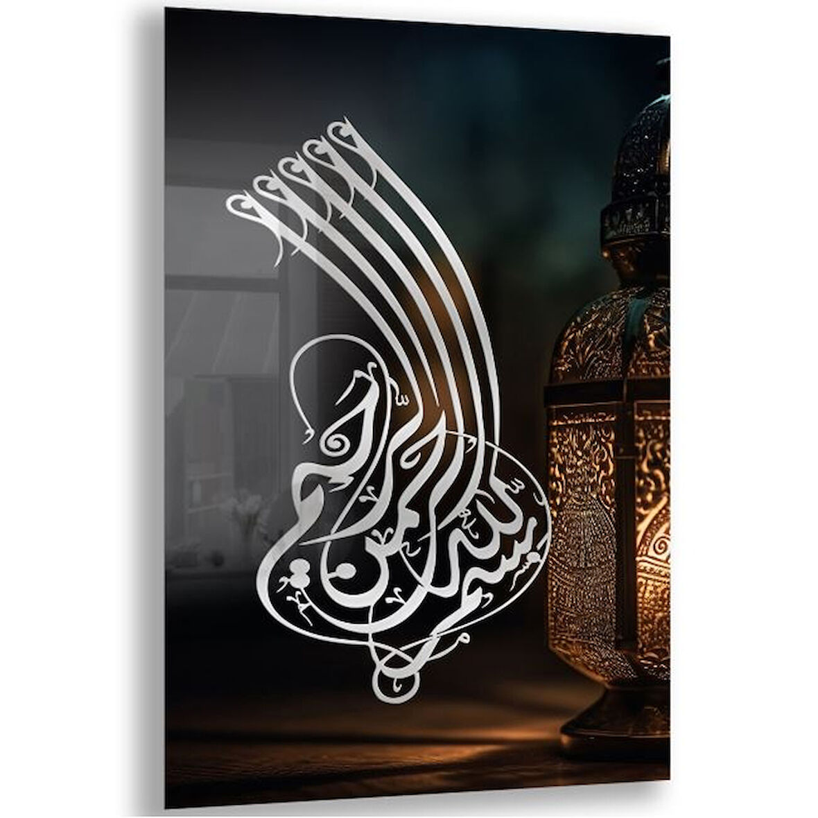 Dini Cam Tablo - Yatay Hat Sanatı - Dini Motif 08-035