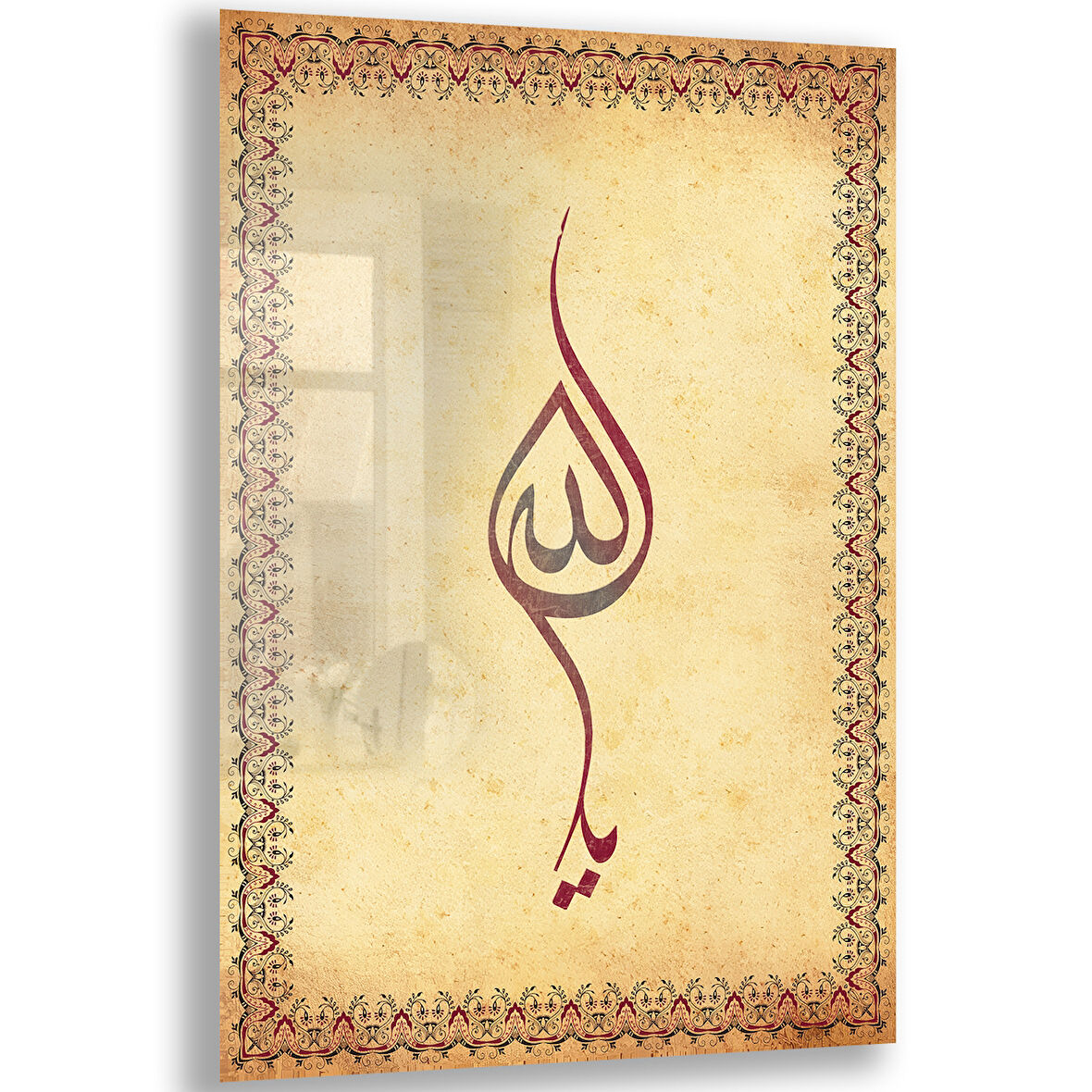 Dini Cam Tablo - Dikey Hat Sanatı - Dini Motif 15- 001