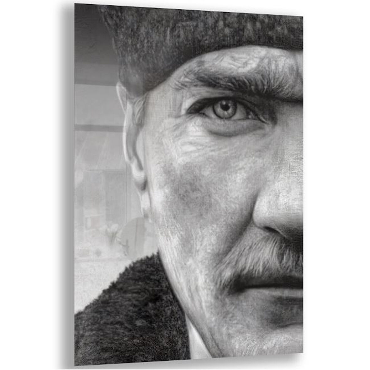 Atatürk Cam Tablo - Yatay Motif 01-005