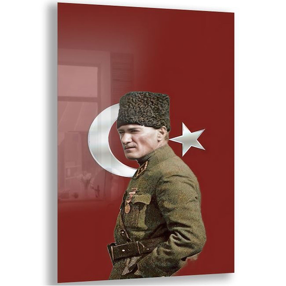 Atatürk Cam Tablo - Yatay Motif 01-016