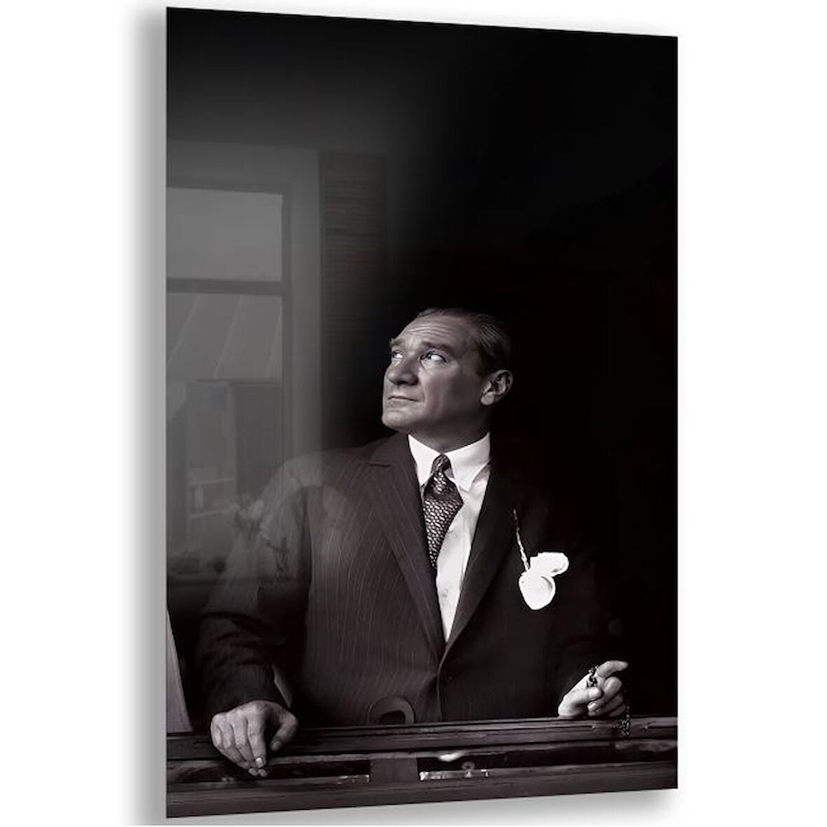 Atatürk Cam Tablo - Yatay Motif 01-017