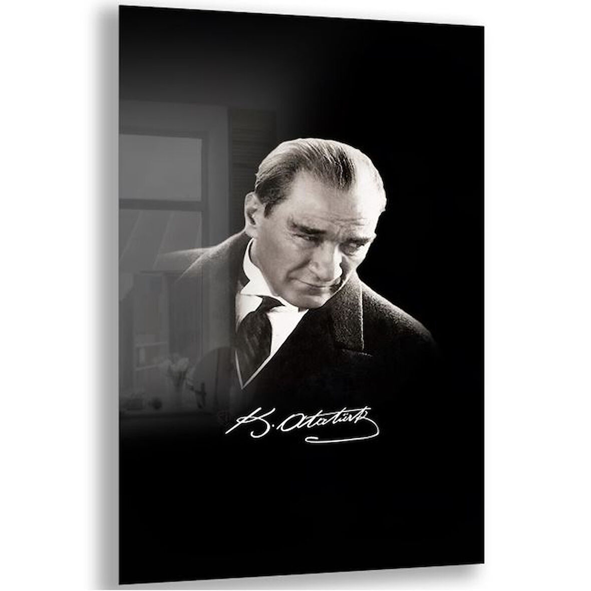 Atatürk Cam Tablo - Yatay Motif 01-035