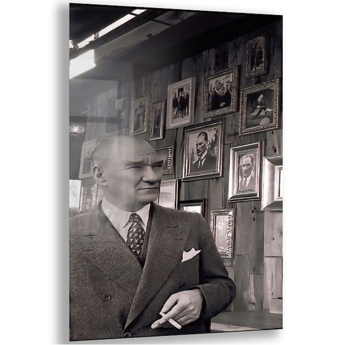 Atatürk Cam Tablo - Yatay Motif 01-037