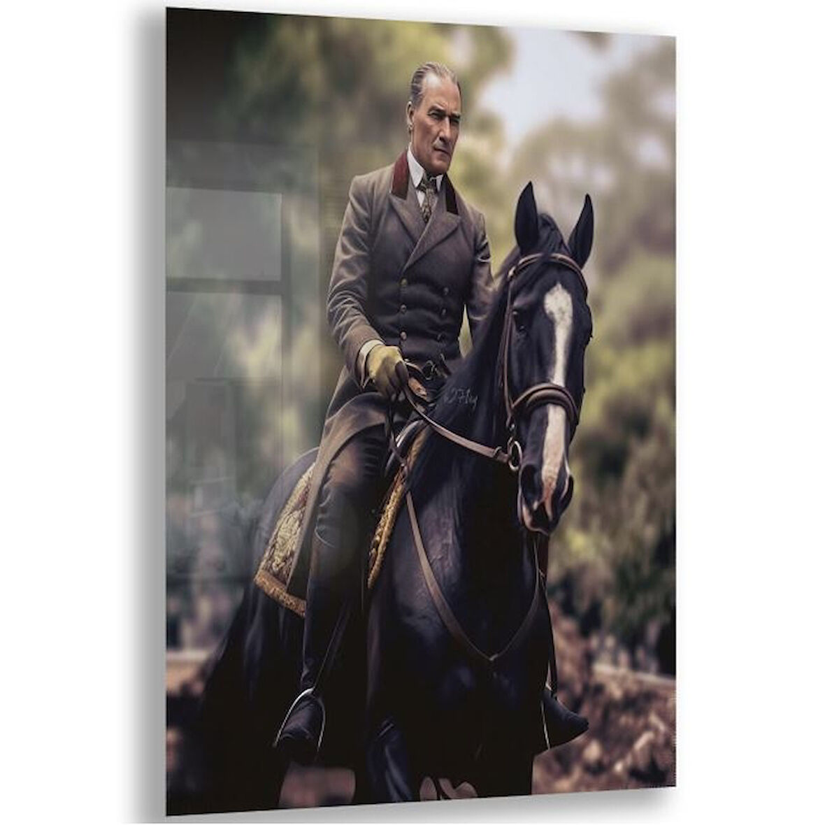 Atatürk Cam Tablo - Yatay Motif 01-048