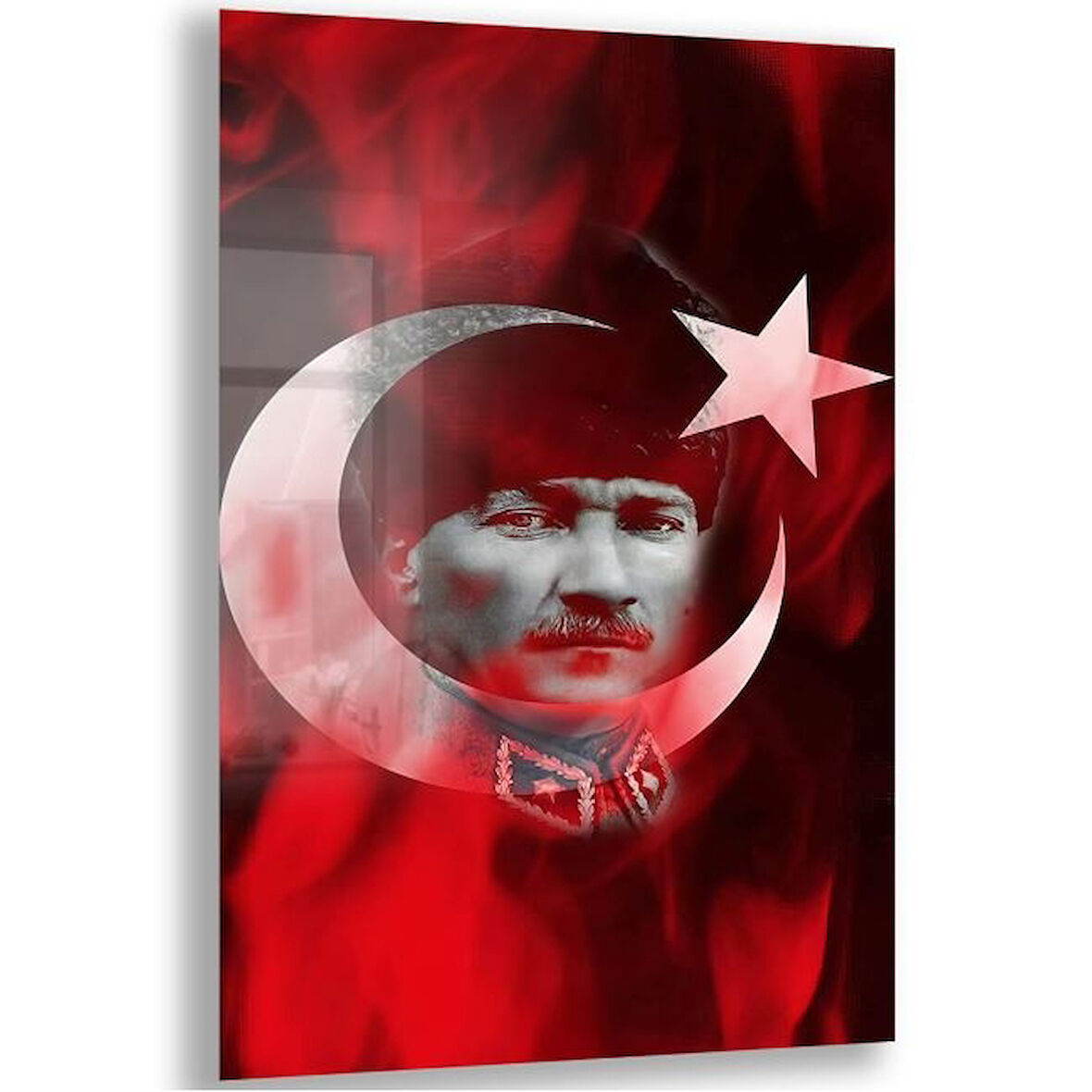 Atatürk Cam Tablo - Yatay Motif 01-051