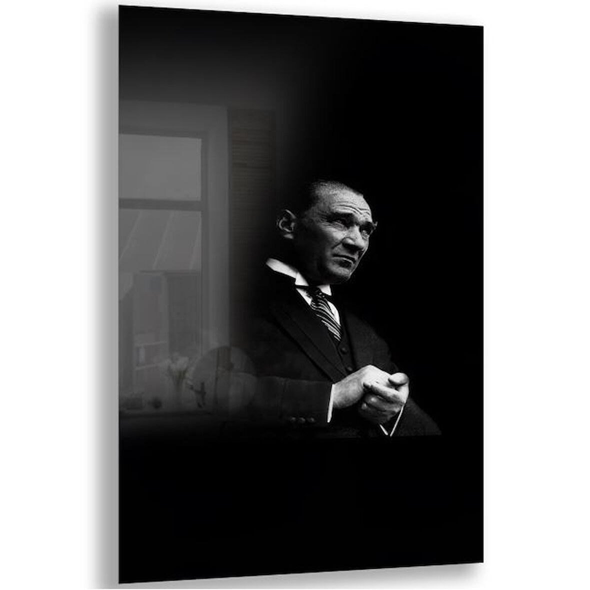 Atatürk Cam Tablo - Yatay Motif 01-052