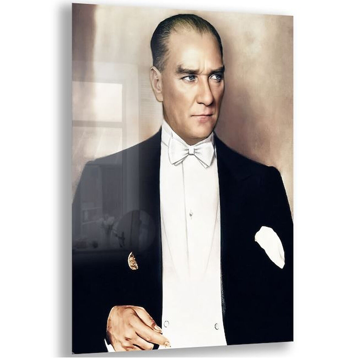 Atatürk Cam Tablo - Yatay Motif 01-066