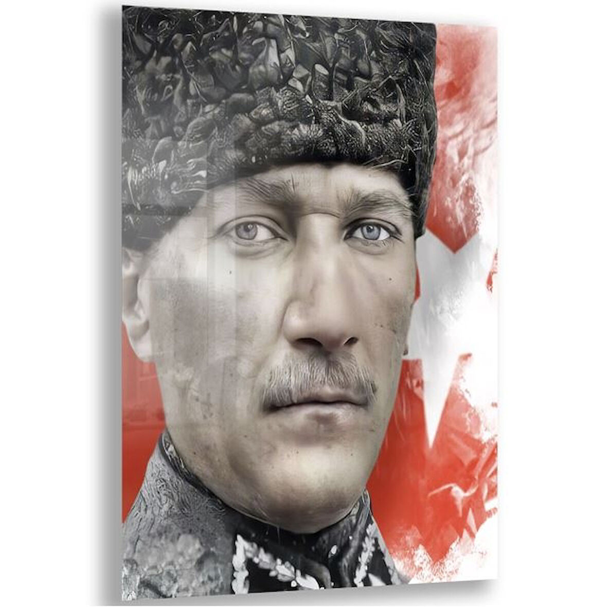 Atatürk Cam Tablo - Yatay Motif 01-068