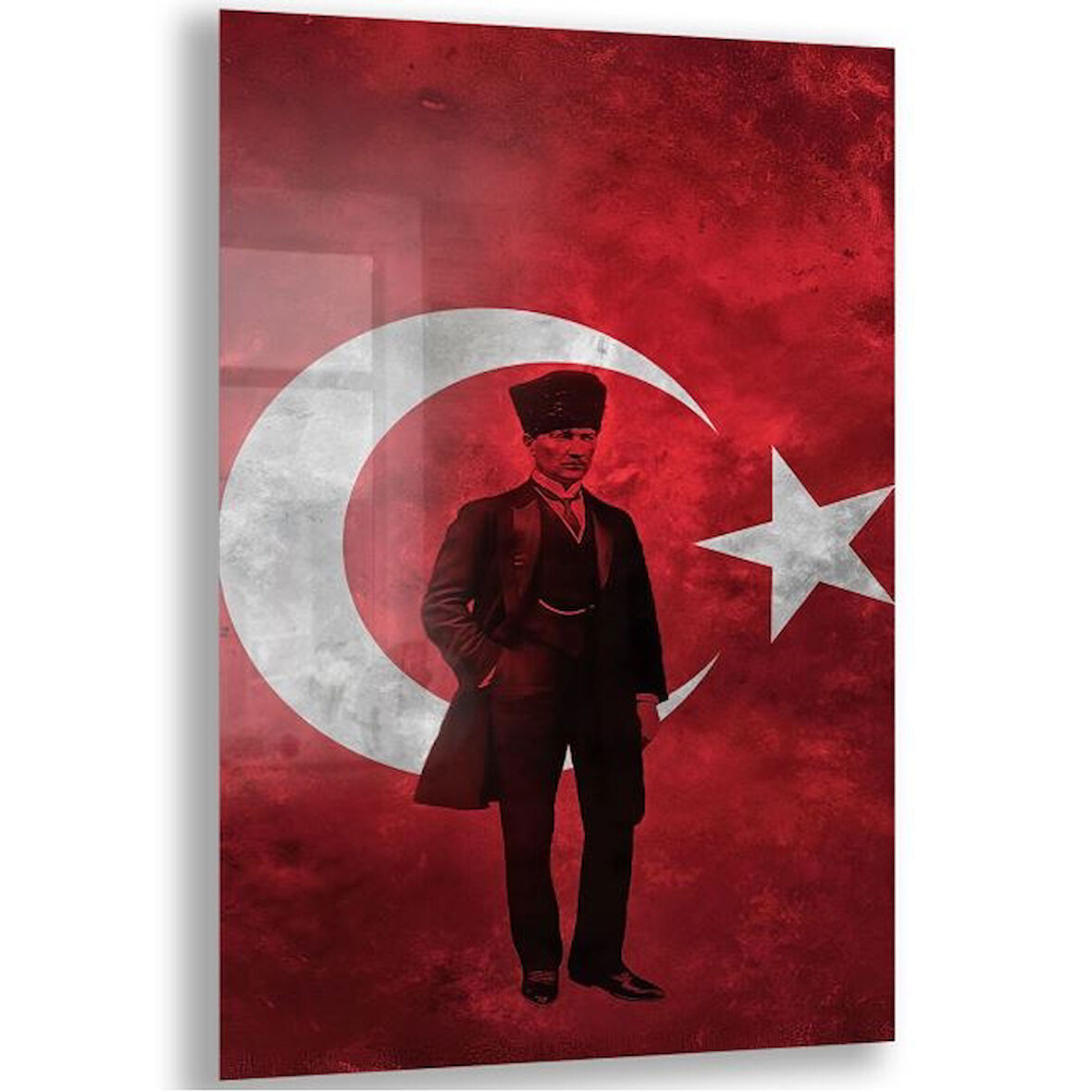 Atatürk Cam Tablo - Yatay Motif 01-069