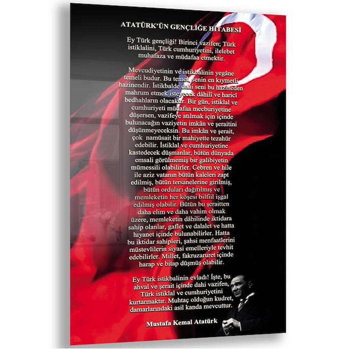 Atatürk Cam Tablo - Yatay Motif 01-095
